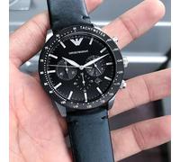 EMPORIO ARMANI AR11243 MEN'S WATCH BLACK STRAP BLACK DIAL SILVER CASE