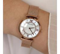 EMPORIO ARMANI AR11320 WOMEN'S WATCH ROSE GOLD BAND WHITE DIAL