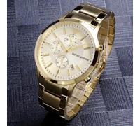 Emporio Armani AR11332 Men's Gold Bracelet Stainless Steel Watch - Silver Dial, Gold Case