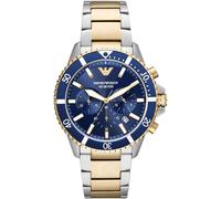 Emporio Armani AR11362 Diver Mens’ Gold & Blue Stainless Chrono Watch + Gift Bag