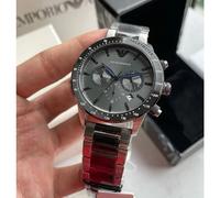 EMPORIO ARMANI AR11391 MEN'S WATCH SILVER GREY SILVER CASE GREY DIAL