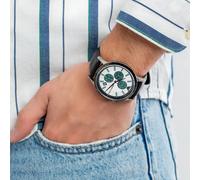 EMPORIO ARMANI AR11473 MEN'S WATCH BLACK STRAP SILVER DIAL SILVER CASE