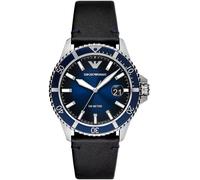 Emporio Armani Ar11516 Men's Watch - Blue Dial, Black Leather Strap, 42mm