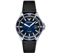 Emporio Armani AR11516 Sea Diver Men's Watch - 42mm Blue Sunray Dial with Black Leather Strap