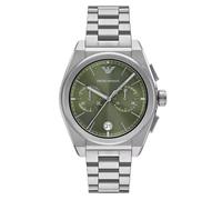 Emporio Armani Ar11640 Men's Chronograph Watch - Silver Case, Green Dial