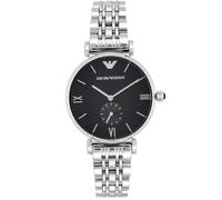 New EMPORIO ARMANI AR1676 Gianni Silver Steel Strap Black Dial Mens Watch 40mm