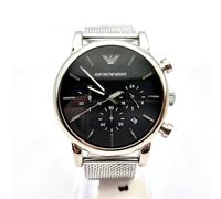 EMPORIO ARMANI AR1811 LUIGI MENS WATCH BLACK DIAL SILVER MESH STRAP
