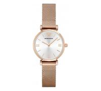 Emporio Armani AR1956 Gianni T Bar Silver Dial Rose Gold Mesh Bracelet Watch For Women