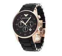 NEW GENUINE EMPORIO ARMANI SPORTIVO AR5905 ROSE BLACK & GOLD SILICONE MENS WATCH