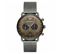 Emporio Armani Aviator AR11141 Men's Chronograph Watch - 43mm Brown Dial Grey Mesh Bracelet