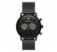 Emporio Armani Aviator AR11142 Men's Chronograph Watch - 43mm Black Dial Mesh Bracelet