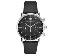 Emporio Armani Aviator AR11143 Claudio Men's Chronograph Watch - 43mm Black Dial Black Leather Strap
