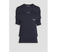 Emporio Armani Bodywear 2 Pack Stretch Cotton Crew Neck T-Shirts, Navy, Size M, Men Navy