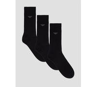 Emporio Armani Bodywear 3 Pack Crew Socks, Black, Men Black