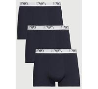 Emporio Armani Men's Bold Monogram Trunks – 3-Pack Stretch Cotton, Blue, L