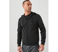 EMPORIO ARMANI MAN'S BASIC TERRY HOODIED FULL ZIP SWEATSHIRT BLACK M