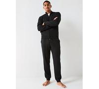 Emporio Armani Bodywear Basic Terry Tape Zip Through Lounge Set, Black, Size M, Men Black