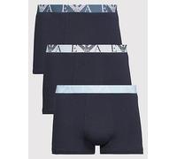 Emporio Armani Bodywear Bold Monogram 3 Pack Trunks, Dark Blue, Size M, Men Dark Blue