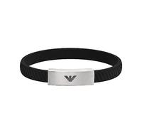 Emporio Armani Essentials Stainless-Steel Black Silicone Logo ID Bracelet EGS2996040
