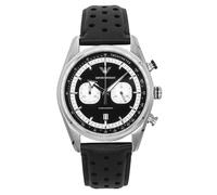 Emporio Armani Chronograph Black Leather Watch, Black, Men Black