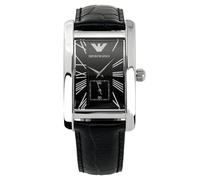 Emporio Armani Classic AR0143 Men's Rectangular Watch - Black Leather Strap