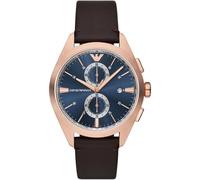 Emporio Armani Claudio AR11554 Men's Chronograph Watch - 43mm Blue Dial Brown Leather Strap