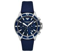 Emporio Armani Claudio AR11588 Men's Chronograph Watch - 43mm Navy Dial Leather Strap