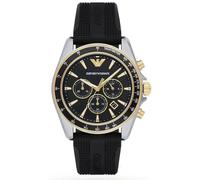 Emporio Armani Claudio AR80003 Men's Chronograph Watch & Bracelet Set - 43mm Black Dial Black Leather