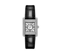 Emporio Armani Crystal Mother Of Pearl Dial & Black Leather Strap Watch