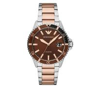 Emporio Armani Diver AR11340 Men's Watch - 42mm Brown Dial Stainless Steel