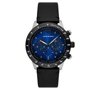 Emporio Armani Diver AR11522 Men's Chronograph Watch - 43mm Navy Dial Leather Strap