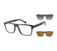 Emporio Armani EA4115 50171W Man Sunglasses Injected Black Transparent Squared Normal Clip-on