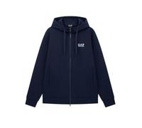 Emporio Armani EA7 Men's Core Identity Full Zip Cotton Fleece Hoodie - 8NPM38 (IT, Text, S, Regular, Regular, Blue)