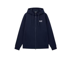 Emporio Armani EA7 Men's Core Identity Full Zip Hoodie Cotton Sweatshirt - 8NPM38, Blue, S, blue, S