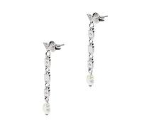 Emporio Armani EG3473040 Sterling Silver Drop Earrings, Size: 6mm x 35mm x 3mm / Size Eagles: 6mm x 6mm x 1mm / Size Pearls: 3mm x 5mm x 6mm, Sterling Silver, No