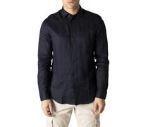 Emporio Armani Exchange Mens Shirt - Blue Linen - Size Small
