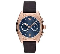 Emporio Armani Federico AR11563 Men's Chronograph Watch - 43mm Blue Dial Brown Leather Strap