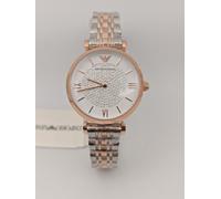 EMPORIO ARMANI GIANNI AR1926 ROSE/SILVER CRYSTALS WOMENS WATCH - NEW - GENUINE