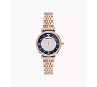 Emporio Armani Gianni T-Bar AR11423 Women's Watch - 32mm Blue Crystal Pavé Dial Rose Gold Stainless Steel