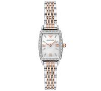 Emporio Armani Gianni T-Bar AR11519 Women's Rectangular Watch - 26mm White Mother of Pearl Dial Two-Tone Bracelet