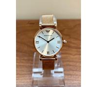 Emporio Armani Gianni T-bar® Ladies White & Rose Gold Mesh Bracelet Watch AR1956