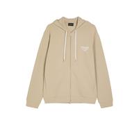 Emporio Armani Hooded Zip-through Piqué Cotton-blend Sweatshirt - Beige - XL