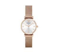 Emporio Armani Ladies Watch Rose Gold PVD Mesh Strap Silver Dial AR1956