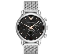 Emporio Armani Luigi AR11429 Men's Chronograph Watch - 46mm Black Dial Silver Mesh Bracelet