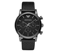 Emporio Armani Luigi AR1737 Men's Chronograph Watch - 41mm Black Dial Perforated Leather Strap