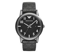 Emporio Armani Luigi AR1834 Men's Quartz Watch - 41mm Black Dial Grey Logo Strap