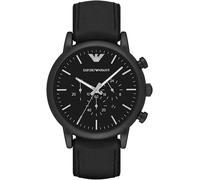 Emporio Armani Mens Chronograph Watch Black Leather Strap Black Dial AR1970