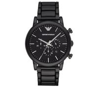 Emporio Armani Watch for Men, Quartz Chronograph Movement, 46 mm Black Stainless Steel Case with a Stainless Steel Strap, AR1895
