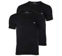 Emporio Armani Underwear Men's 2-Pack T-Shirt Crew Neck Logo, Black/Black, S