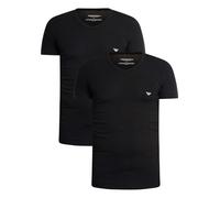 Emporio Armani Underwear Men's 2-Pack T-Shirt V Neck, Black/Black, S